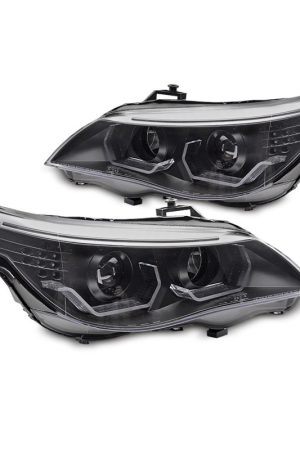 Fari Angel Eyes Led 3D BMW Serie 5 E60 / E61 03-07 Neri