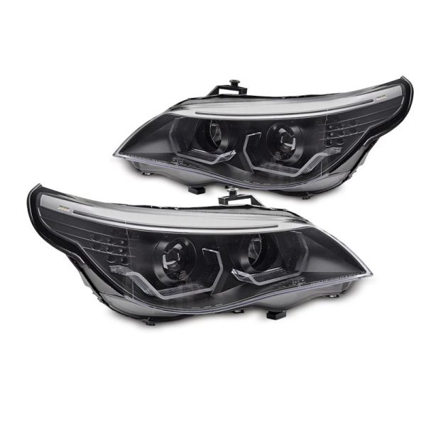 Fari Angel Eyes Led 3D BMW Serie 5 E60 / E61 03-07 Neri