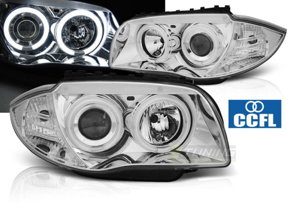 Fari Angel Eyes CCFL BMW Serie 1 E87 E81 E82 E88 04-11 Cromati