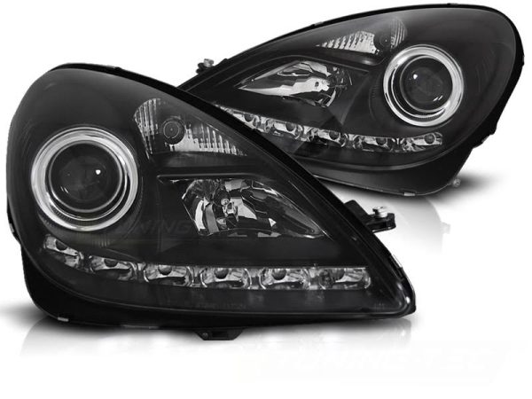 Coppia di fari Xeno e vera luce diurna Mercedes SLK R171 04-11 Neri