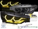 Fari angel eyes LED Gialli DRL vera luce diurna BMW F30-F31 11-15 Neri