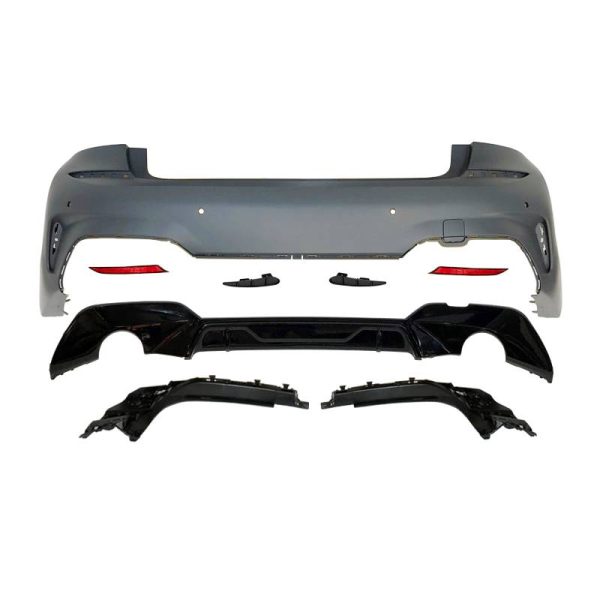 Paraurti posteriore BMW G20 M-Performance Look 2 Uscite Nero lucido