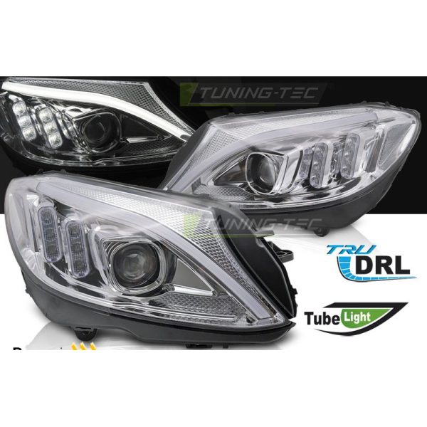 Fari anteriori DRL e DTS per Mercedes W205 2014-2018 Chrome