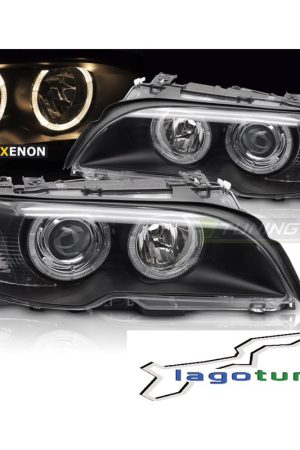 Fari Angel Eyes LED BMW Serie 3 E46 2003-2006 Coupe Cabrio Neri