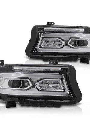 Fari anteriori Full Led per Dodge Charger 2014-2023 Chrome