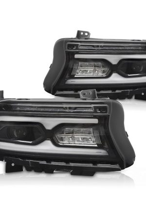 Fari anteriori Full Led per Dodge Charger 2014-2023 Neri