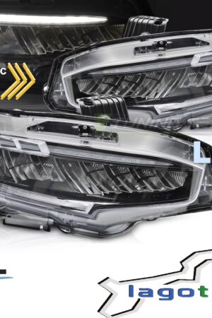 Fari anteriori Full Led e DTS per Honda Civic X 2016-2021 Neri